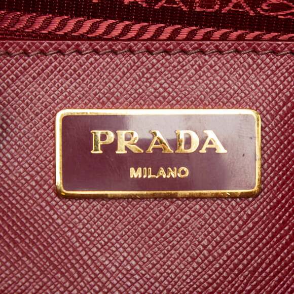 Prada Triangle Logo Plate Handbag/Shoulder Bag, 2-Way, Red Saffiano Leather, ... - Picture 11 of 13